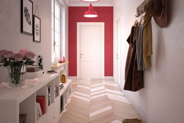 Przedpokój z kolorowym wejściem
