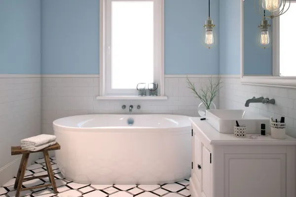 Łazienka w odcieniach niebieskiego